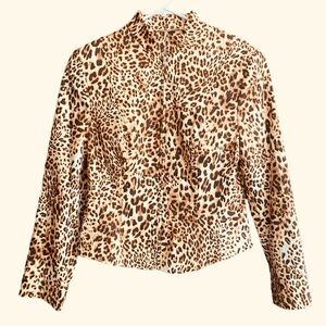 Leopard Print Zip-Front Women's Jacket - Tan/Brown, Blushe Impressions, size 10